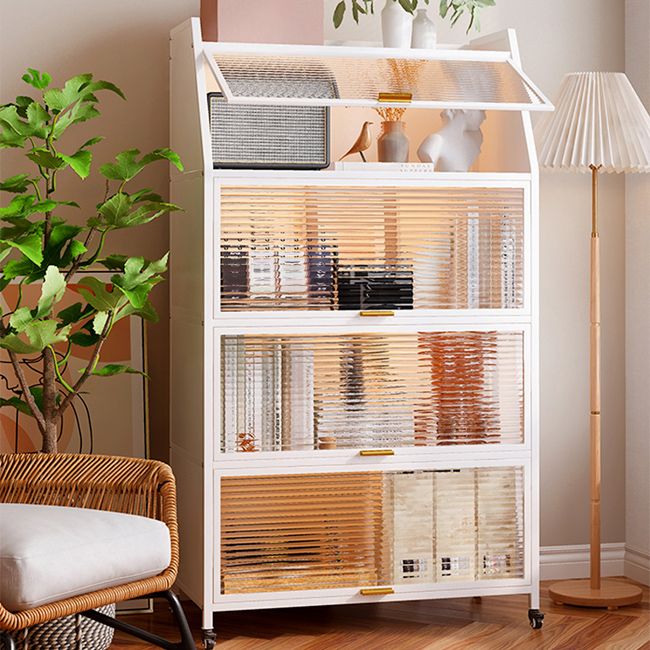 Modern Style Bookshelf Metal Closed Back Bookcase with Door for Home Office