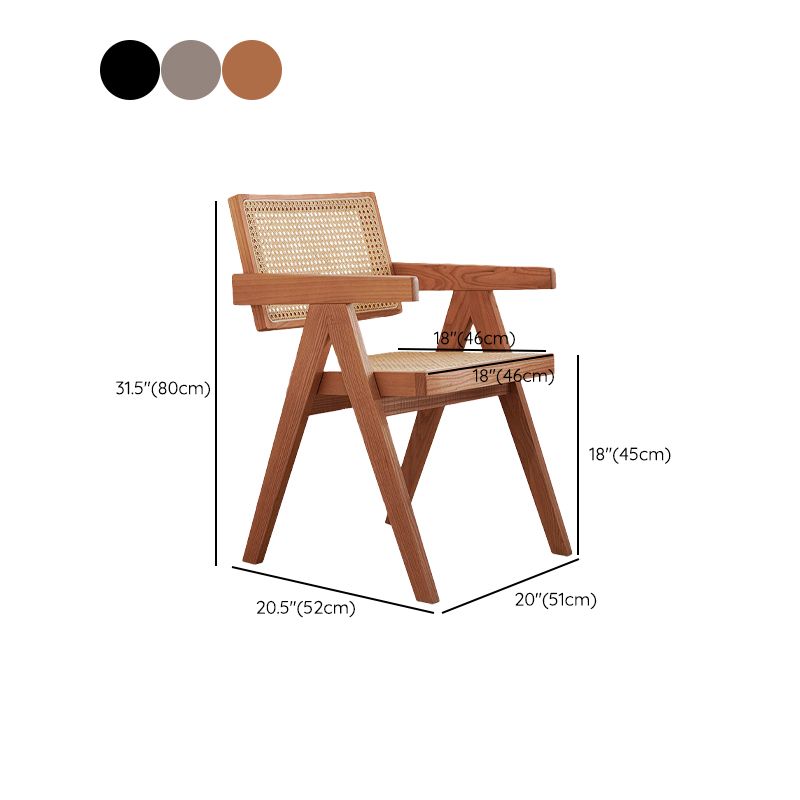 Solid Wood Arm Chair Open Back Dining Arm Chair for Living Room