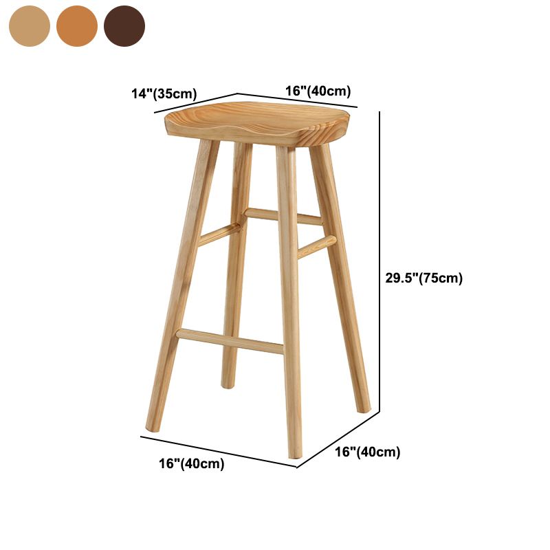 Modern Bristol Solid Wood Bar Stool Backless Footrest Barstool