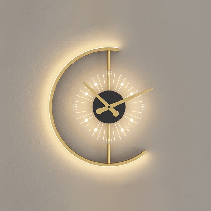 Approchons muraux d'horloge Lights Wall Modern Metal 1 Lumière Lumière d'éclairage en or