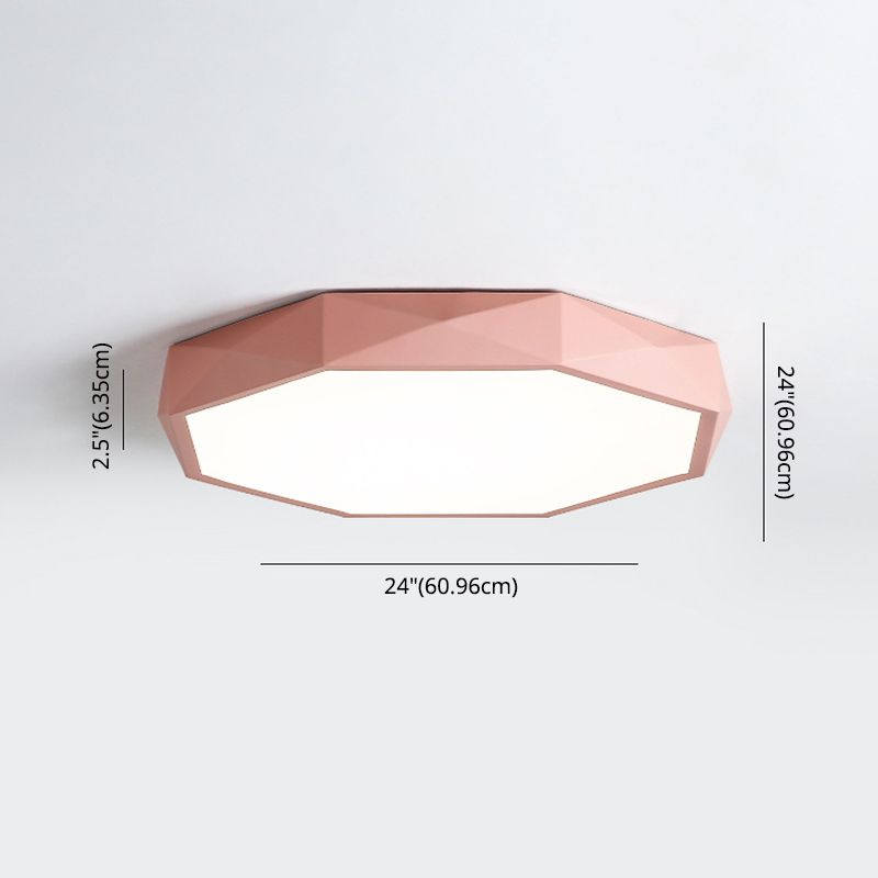 Geometría acrílica LED integrado Sala de estar moderna y sencilla lámpara de techo de hierro Macaron