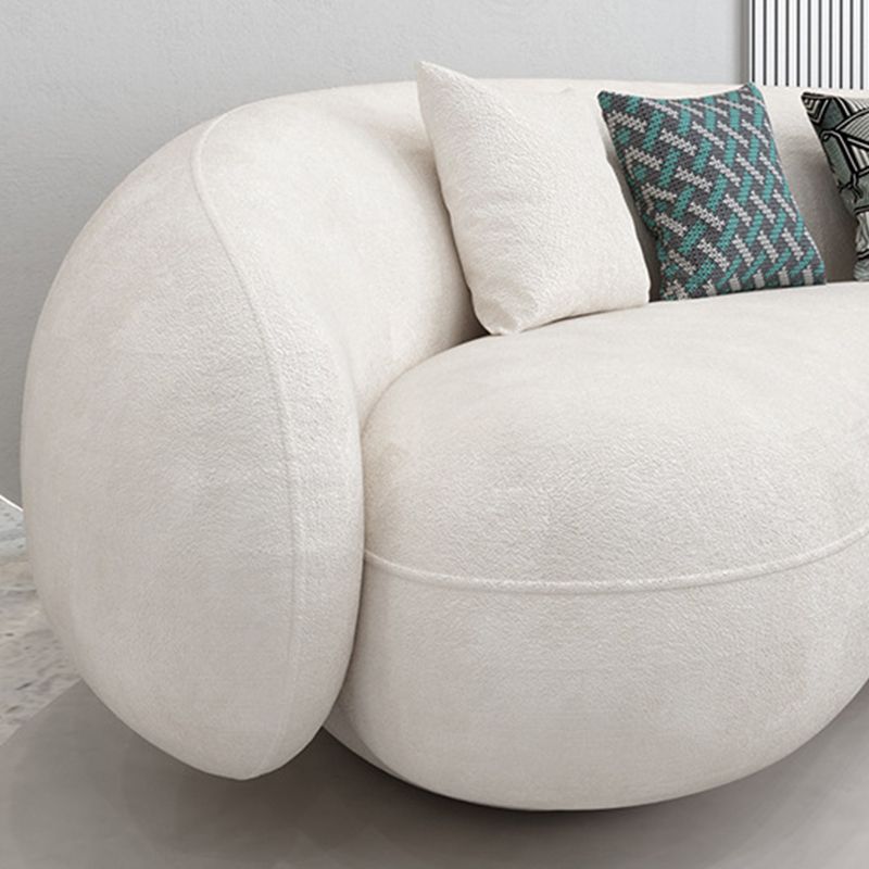 23.62" High Sloped Arm Sofa with 4 Pillows Wool Sofa in White