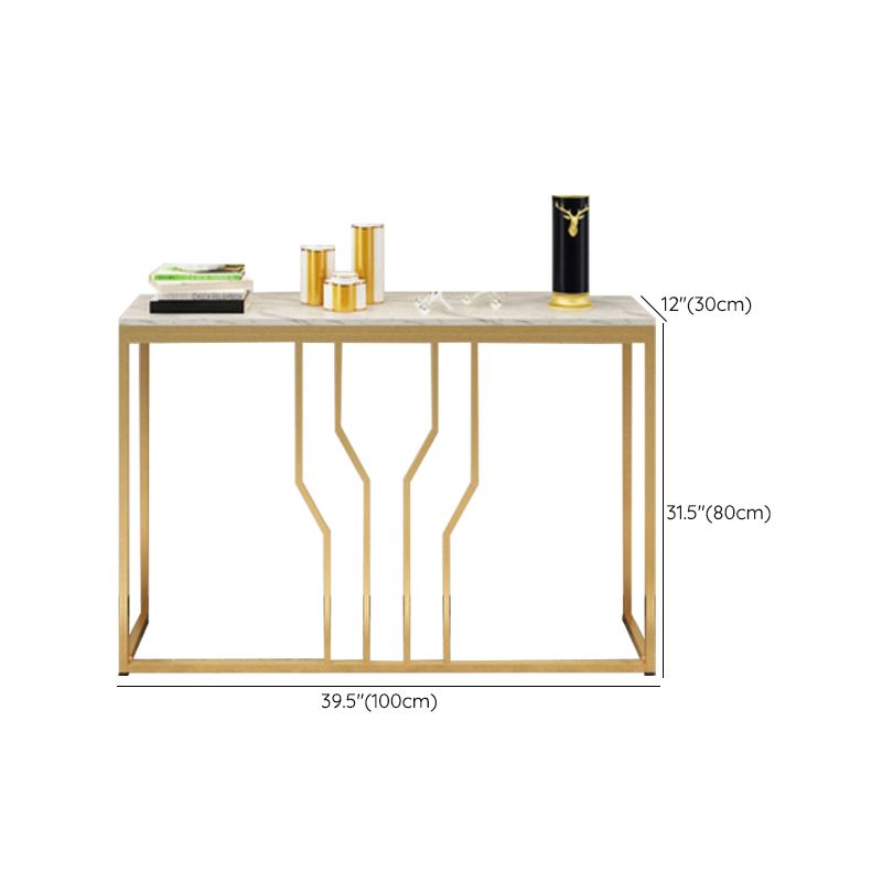 Glam Marble Console Sofa Table Gold Frame Accent Table for Hall