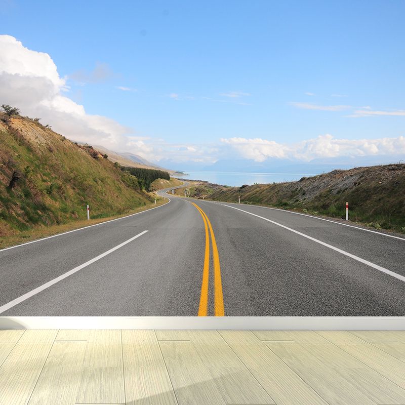 Stain-Proof Highway Wall Mural Non-Woven Texture Modern Wall Decor for Girls Room