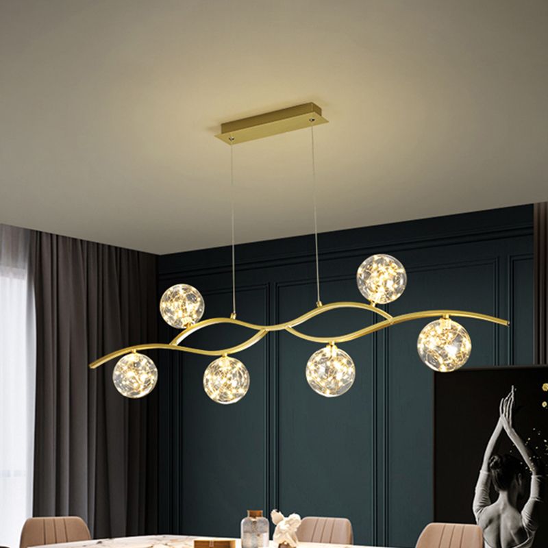 Pendants contemporains pour l'îlot de cuisine Éclairage pendentif linéaire en or