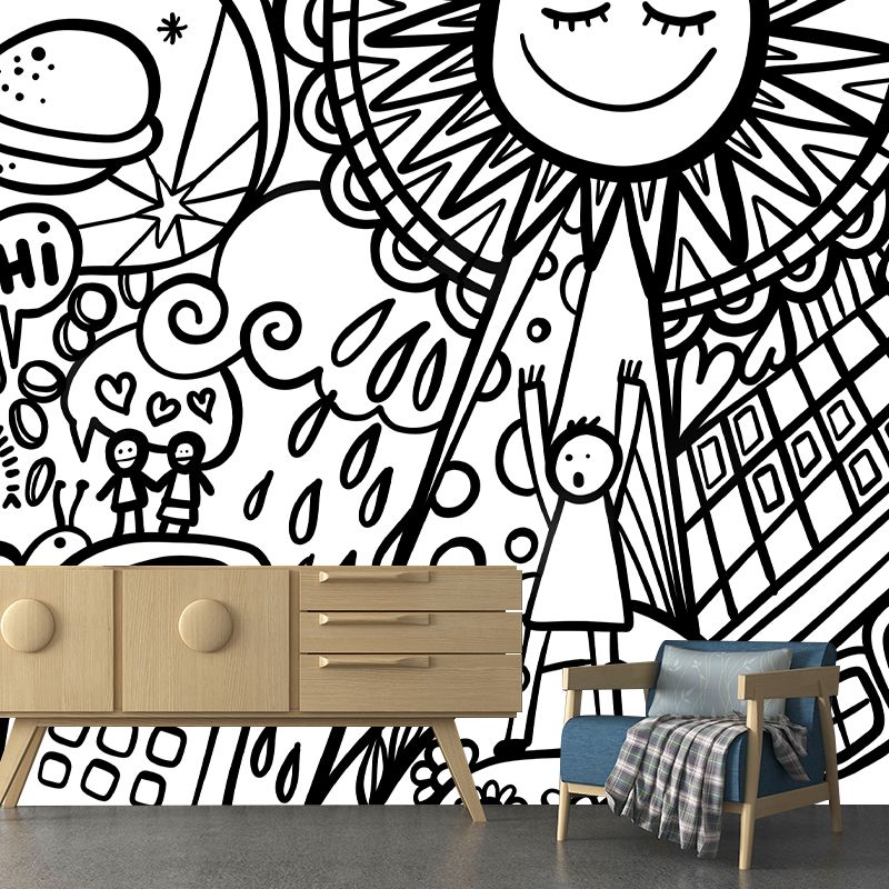 Contemporary Pattern Mildew Illustration Wall Mural Horizontalt for Living Room