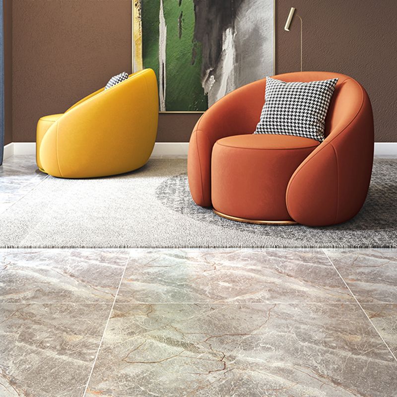 Contemporary Faux Leather Chair Solid Color Sloped Arms Chair