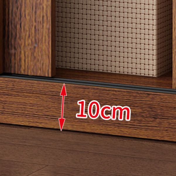 Manufactured Wood Kid's Wardrobe Walnut Color Kids Closet with Sliding Barn Door