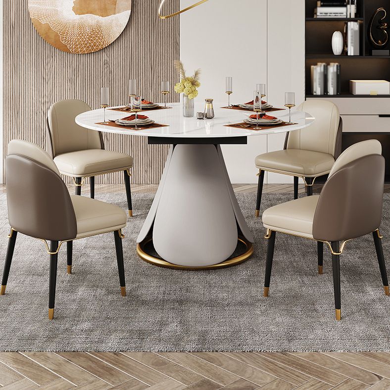 Modern Style Sintered Stone Round Dining Room Set Space-Saving Design Dining Table Furniture