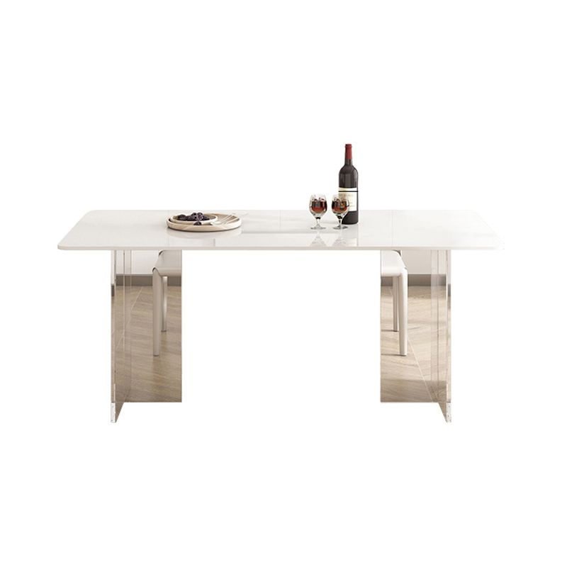 Modern Dining Table Set 1/4/5/7 Pcs Sintered Stone Top Dining Table with Armless Chairs