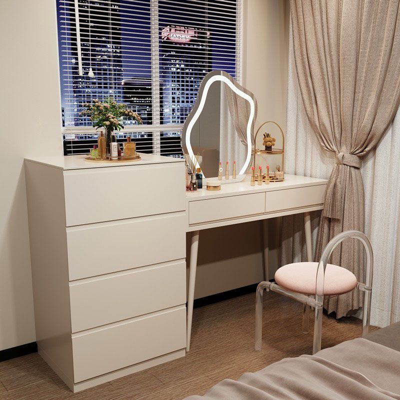 Modern Lighted Mirror Dressing Table Bedroom Makeup Table with Stool Set