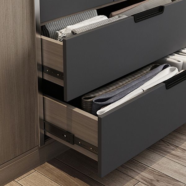 Sliding Contemporary Wardrobe Armoire Wooden Storage Cabinet with Shelves