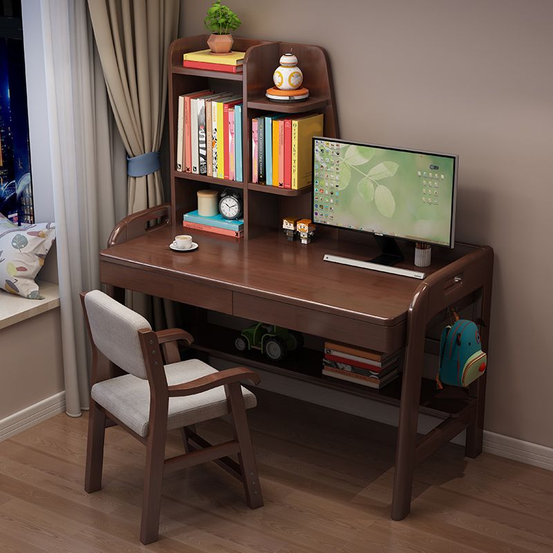 23.62" Width Kids Desks with with Bookshelf Solid Wood Child Desks Writing Desk