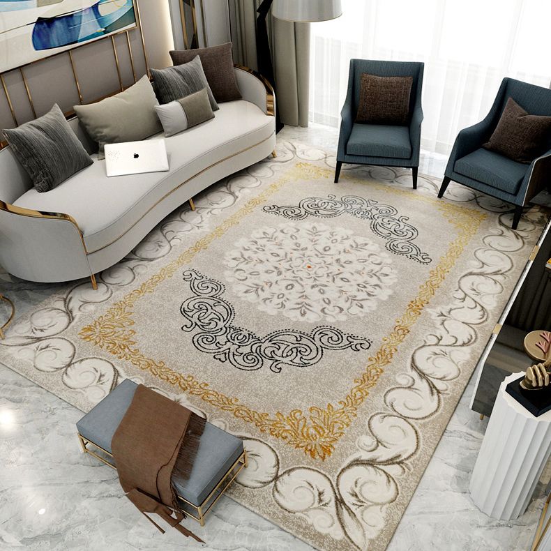 Rapis bleu traditionnel Rapier antique Rapier polyester Tapis résistant aux taches pour la décoration intérieure