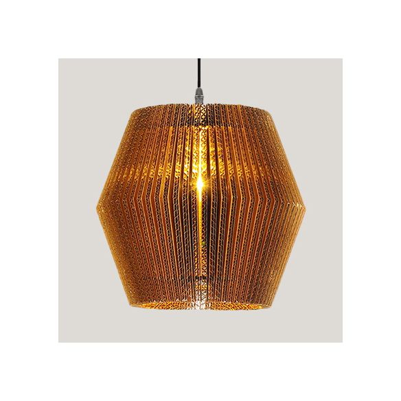 Accampatura intrecciata Accendere la carta ondulata in stile asiatico 1 lampada a ciondolo in lampadina in beige/marrone