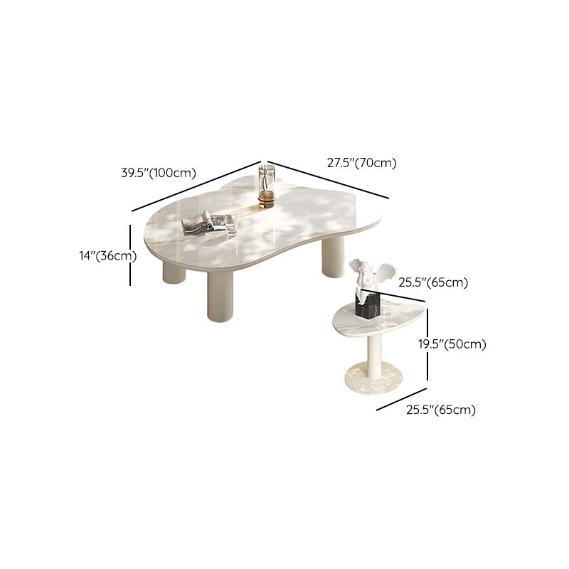 Marble White Single Coffee Table Modern Free-Form Coffee Table