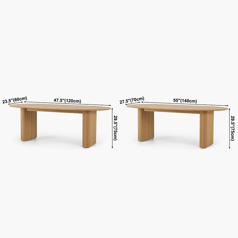 Ovaal vaste dennenhoutbruine toon eettafel eenvoud dubbele voetstuktafel voor eetkamer