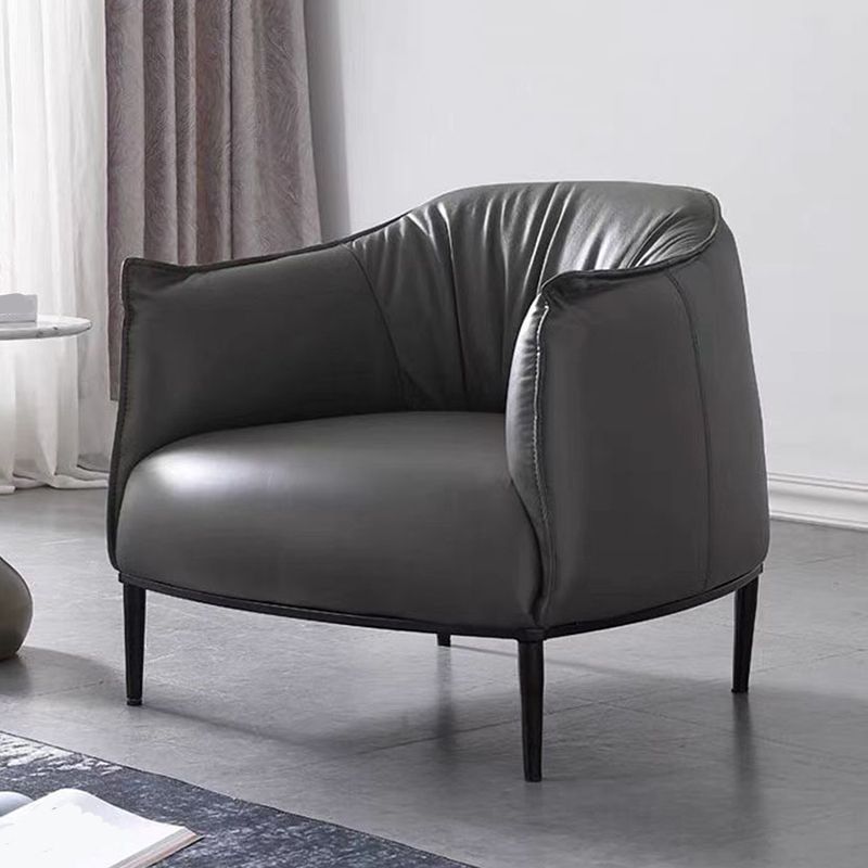 Faux Leather Barrel Accent Chair with Tight Back, 35.43" W √ó 33.86" L √ó 29.92" H