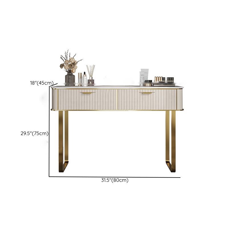 Glam Slate Top Make-up Vanity Wooden Vanity Dressing Table Set with 2 Drawers