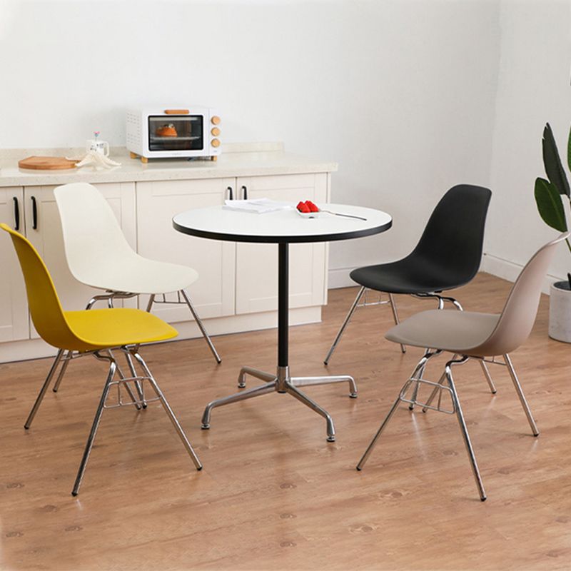 Stackable Armless Dining Chairs Solid Back Side Chairs with Metal Legs