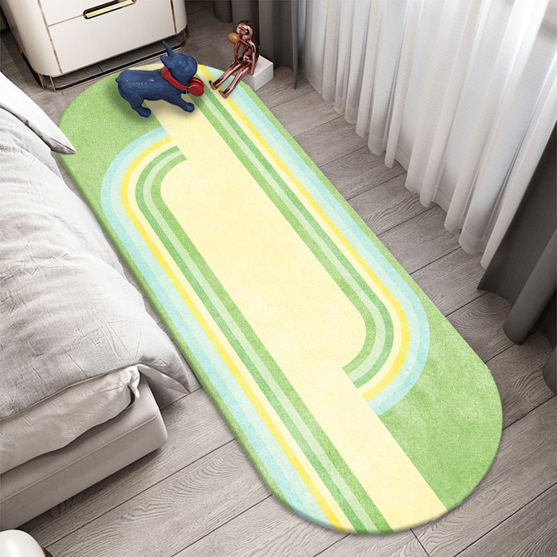 Purple Simple Rug Polyester Chromatic Stripe Rug Washable Rug for Living Room