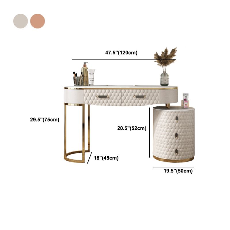 5 Drawers 29.52" High Vanity Set with Stool Faux Leather Dresser