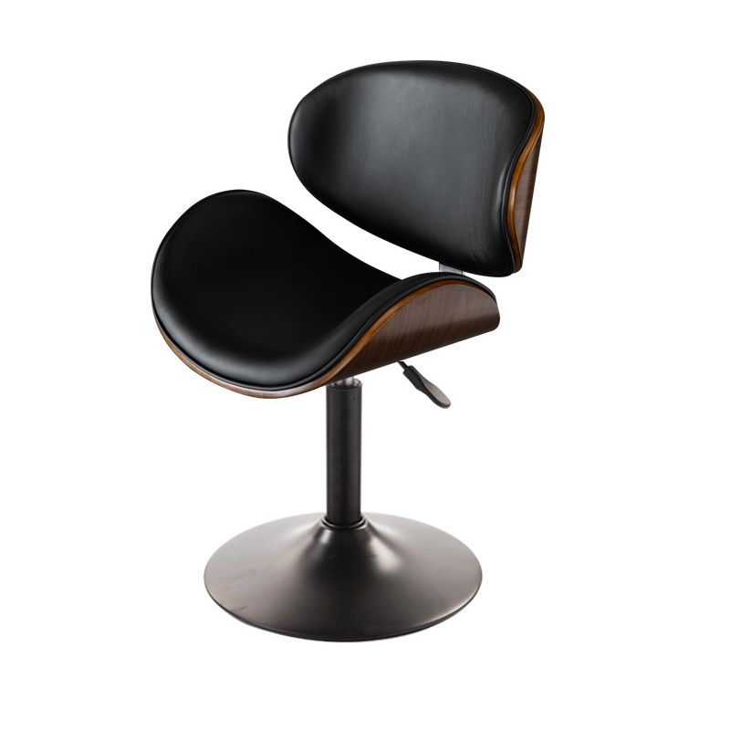 Glam Low Back Dining Stool Adjustable Height Bar Stool with Footrest