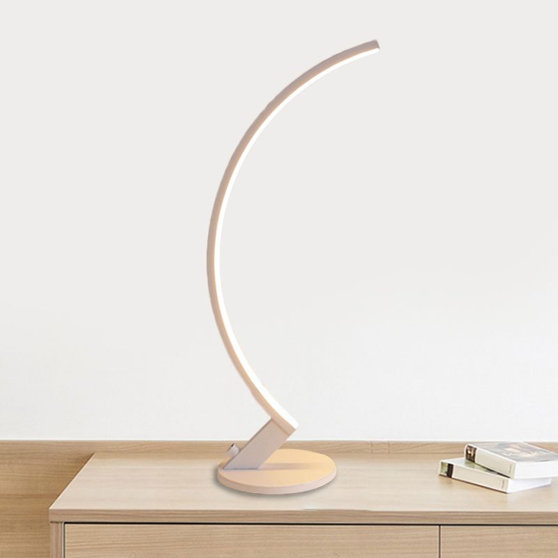 Arc Metal Reading Desk Lighting Modernist White/Coffee LED Night Table Lamp in Warm/White Light for Bedside