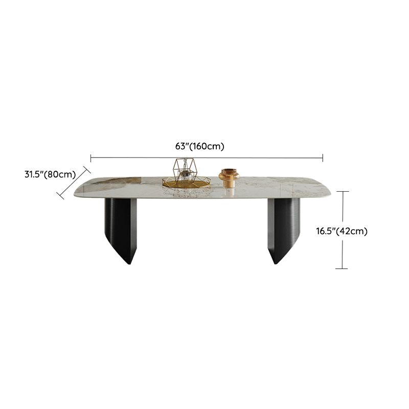 16.53" Tall Slate Top Coffee Table Stainless Steel Base Cocktail Table