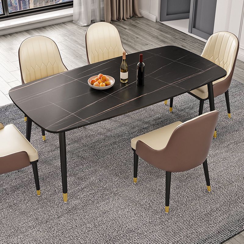 Rectangular Stone Dining Table Traditional Luxury Furniture with 4 Legs