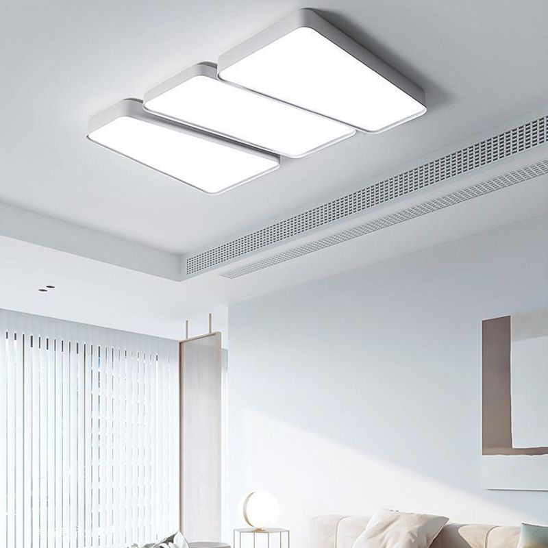 Geometric Interior LED Flush Mount in White Minimalist Iron Ceiling Flush