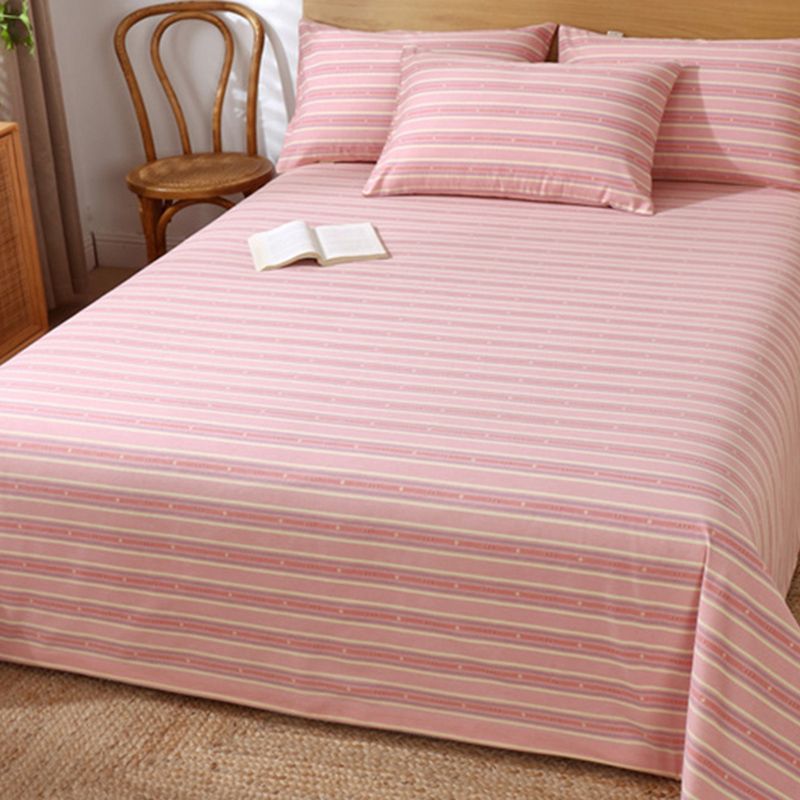 Wrinkle Resistant Sheet Color Block Non-Pilling Breathable Cotton Soft Bed Sheet Set