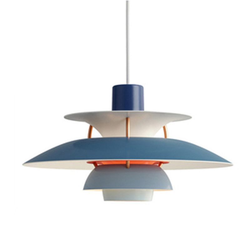 Multilayer Pendant Light Fixture Macaron Aluminum 1-Light Living Room Hanging Light