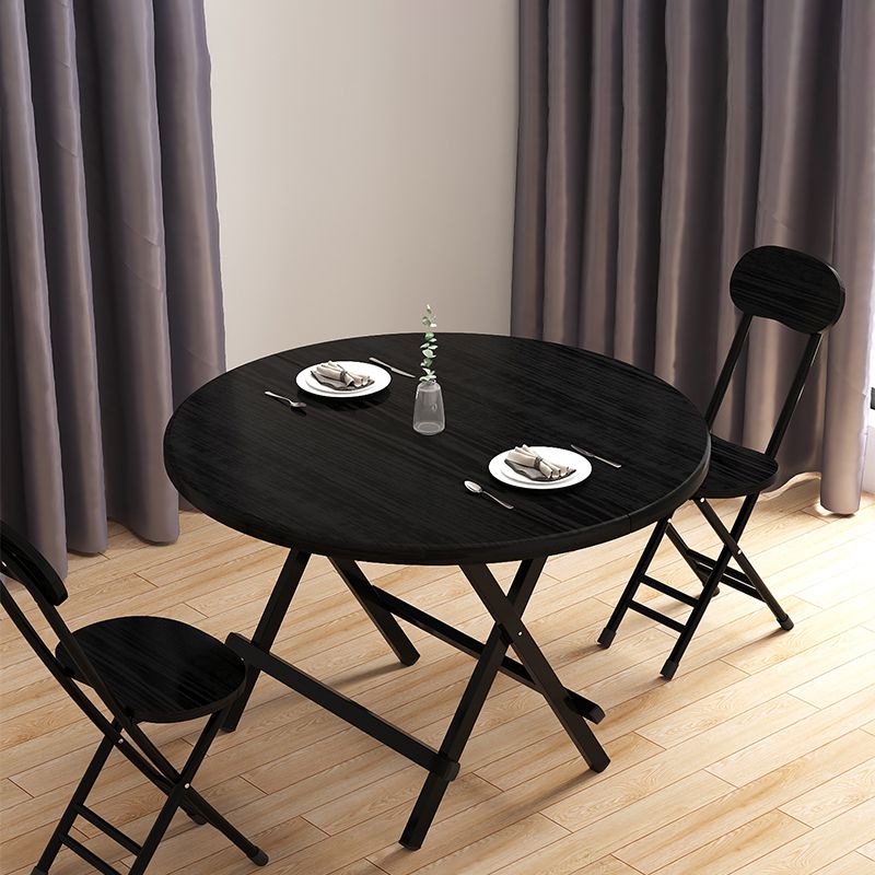 Contemporary Solid Wood Top Dining Room Set with Round Foldable Table Dinette Set
