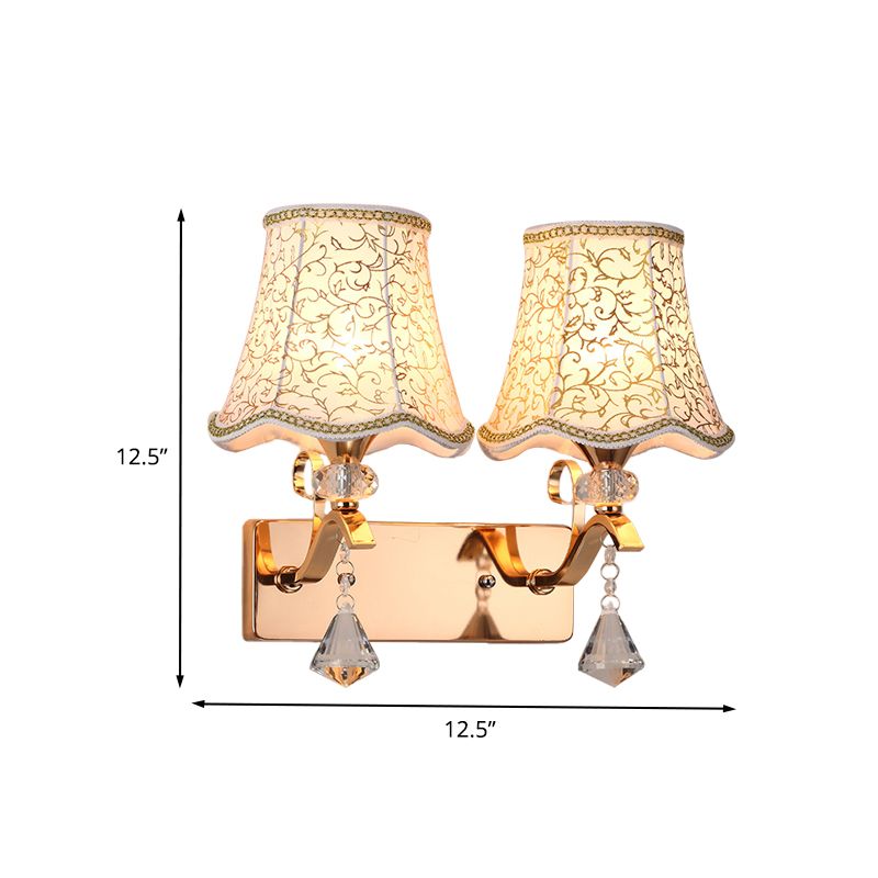 Empire Shade Wall Mount luminaire Tissu moderniste 2 Bulbes Lampe murale pour chambre à coucher