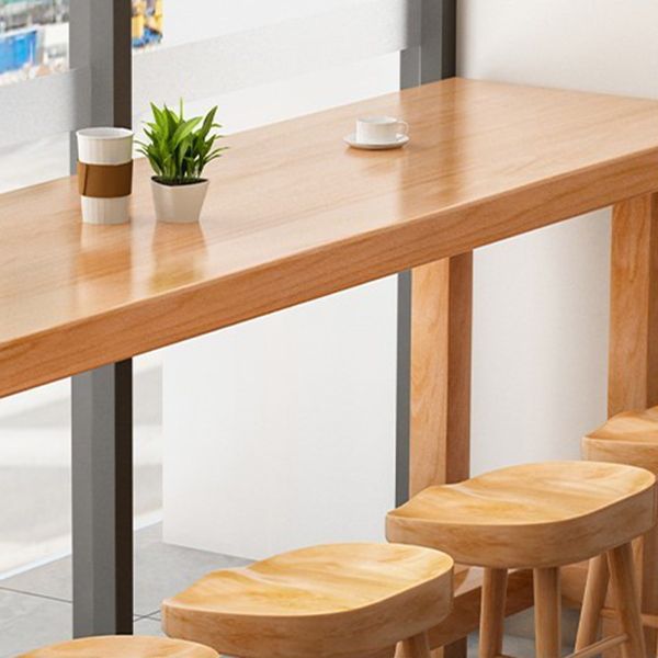 Modern 1/5/6/11 Pieces Bar Table Set Rectangle Pine Wood Counter Table with High Stools