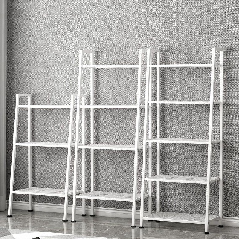 Contemporary Style Ladder Bookshelf Metal Open Back Bookcase for Office