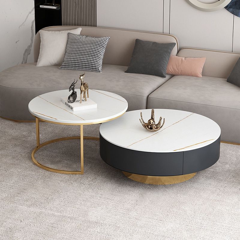 Pedestal and Frame Coffee Table Slate Bunching Tables with Drawers