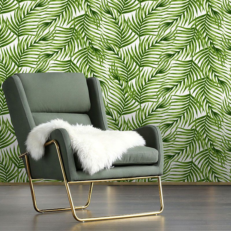 Fresh Palm Leaves Wallpaper Roll for Living Room Decoration, Green, 29.1 sq ft., Peel and Stick