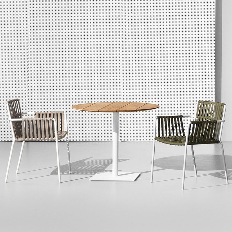 Modern Metal Outdoor Chair Upholstered Patio Dining Side Chair