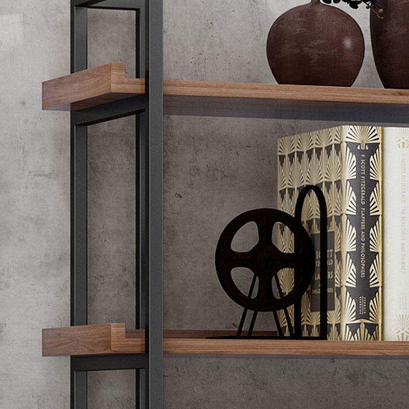 Industrial Antique Finish Bookcase Metal Etagere Bookshelf with Rectangular Shelves