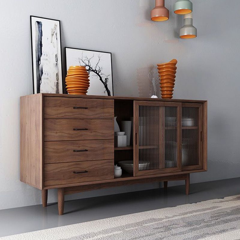 Modern Wooden Storage Sideboard Rectangle Side Board with Sliding Door