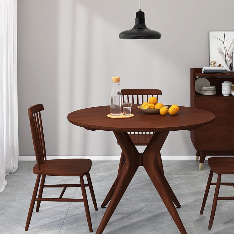 1/2/3/4 Pieces Solid Wood Dining Set Modern Pine Wood Round Table with Wooden Chairs