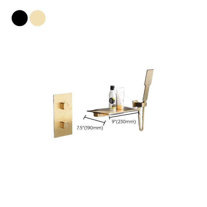 Wall Mounted Metal Waterfall Tub Filler Low Arc Bathroom Faucet