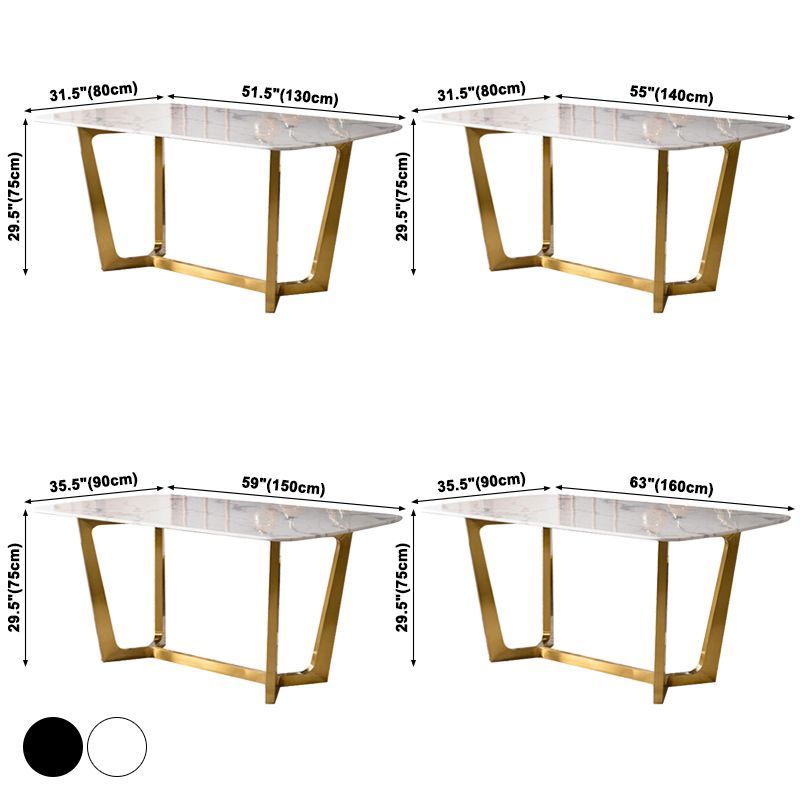 Metal Traditional Luxury Rectangular Table Sintered Stone Indoor Table with Trestle