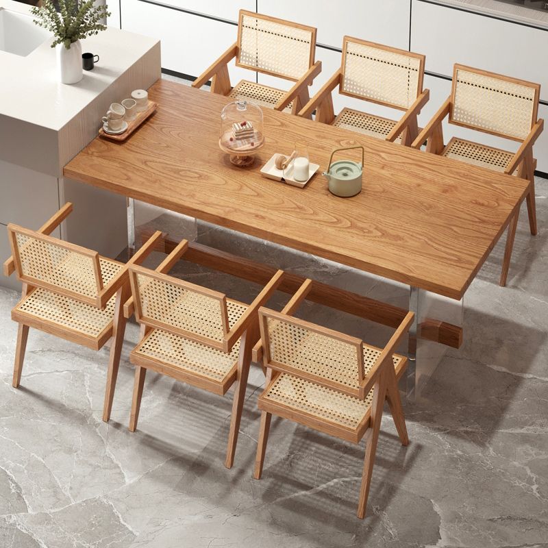 Modern Solid Wood Dining Set 1/2/5/7 Pieces Dining Table with Wood Chairs