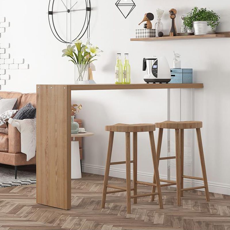 1/4 Pieces Modern Rectangular Pub Table Set Wooden Counter Table with Backless Stools