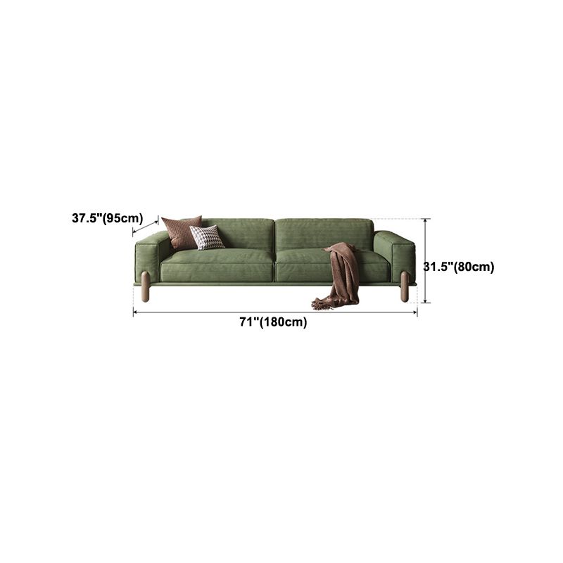 Modern Style Corduroy Sofa 30.7" High Square Arm Sofa in Green
