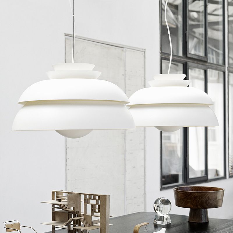 Diseño de capas Minimalismo Minimalismo Minimalismo Lámpara colgante de aluminio Aleación de una sola bombilla Café Luz decorativa en blanco puro
