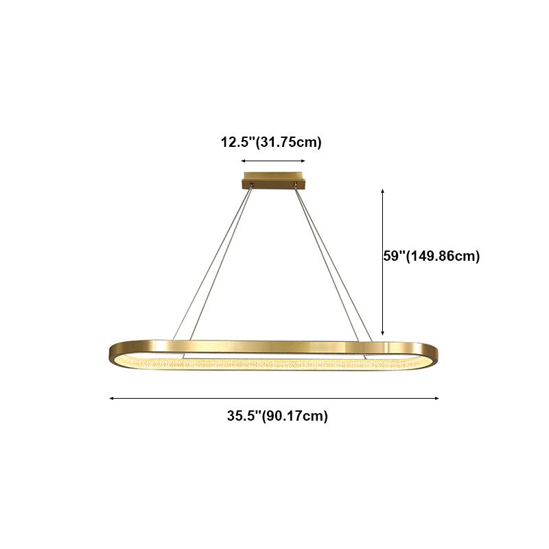 Modern Style Oval Island Lighting Fixture Metal 1- Light Island Pendant Light